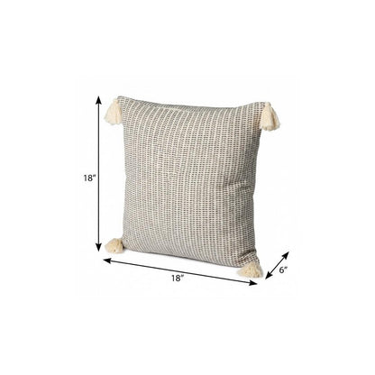 18" X 18" Orange And Ivory 100% Cotton Striped Zippered Pillow
