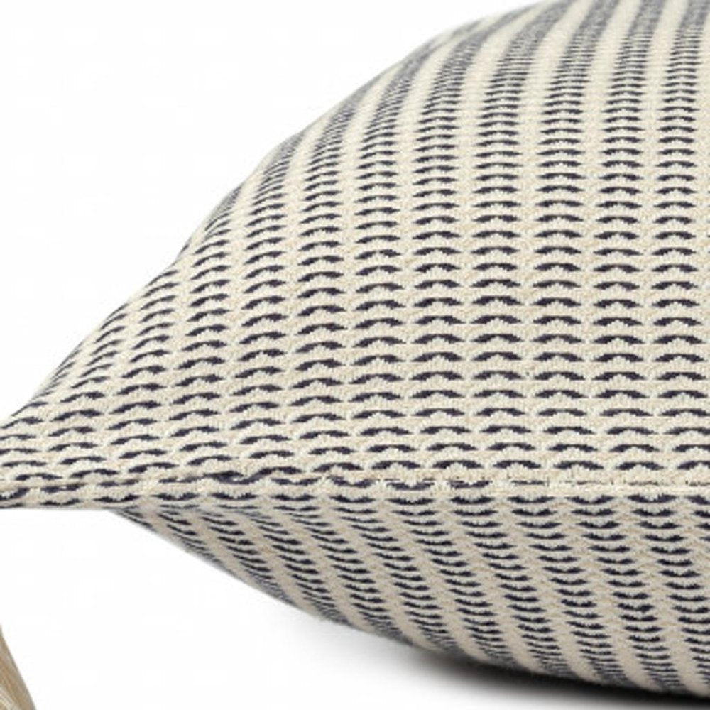 18" X 18" Orange And Ivory 100% Cotton Striped Zippered Pillow