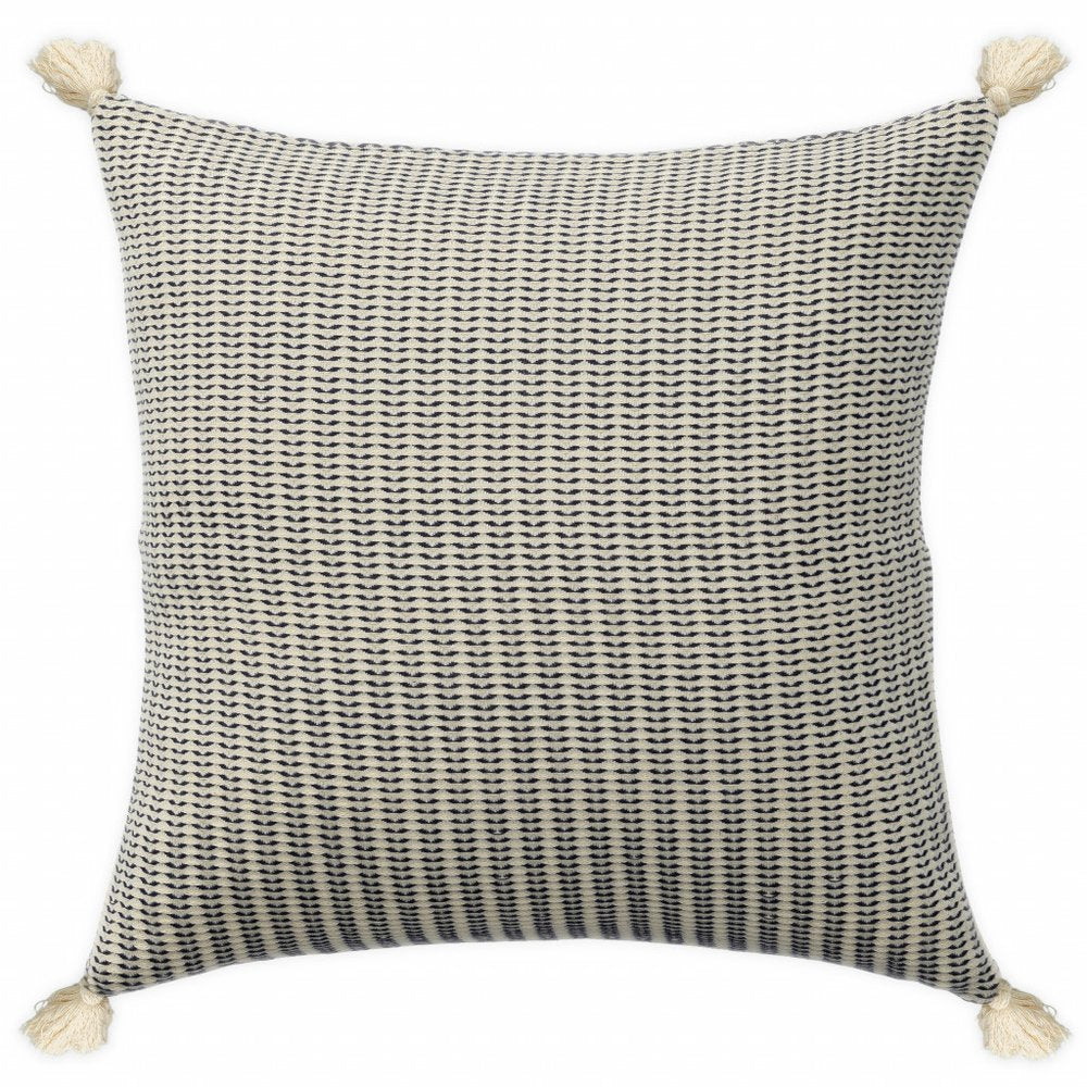 18" X 18" Orange And Ivory 100% Cotton Striped Zippered Pillow