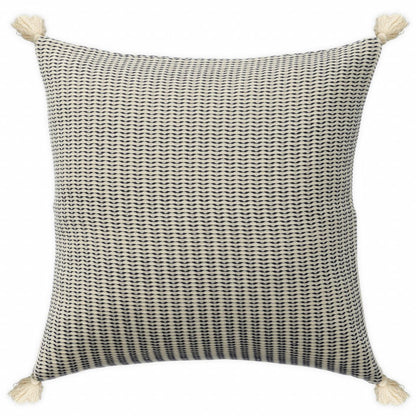 18" X 18" Orange And Ivory 100% Cotton Striped Zippered Pillow