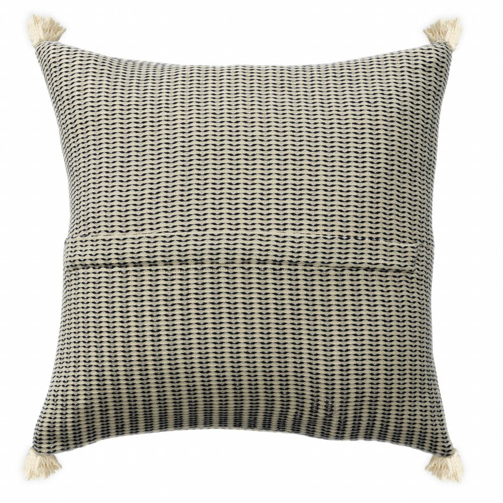 18" X 18" Orange And Ivory 100% Cotton Striped Zippered Pillow