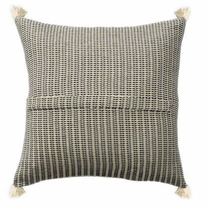 18" X 18" Orange And Ivory 100% Cotton Striped Zippered Pillow