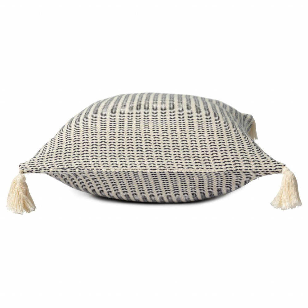 18" X 18" Orange And Ivory 100% Cotton Striped Zippered Pillow