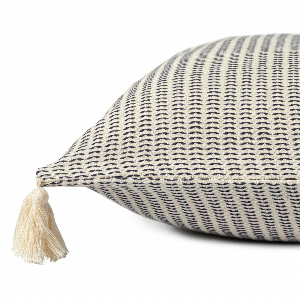 18" X 18" Orange And Ivory 100% Cotton Striped Zippered Pillow