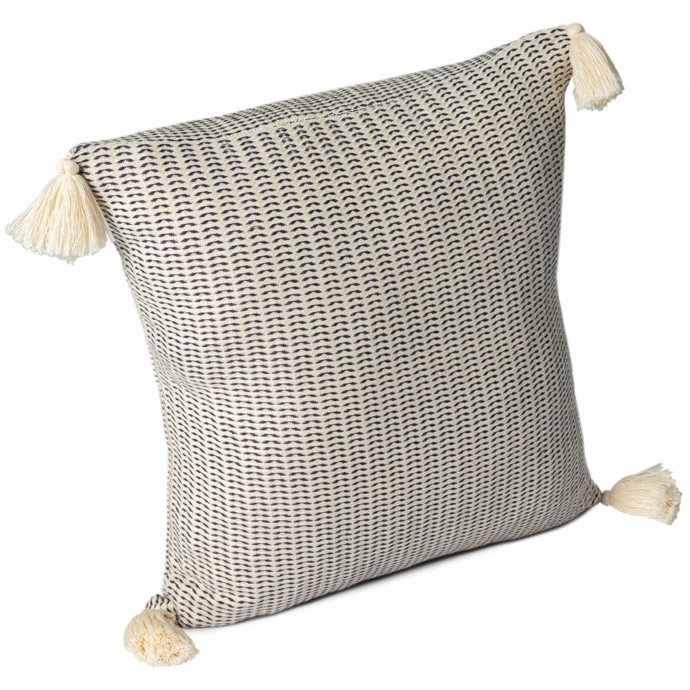 18" X 18" Orange And Ivory 100% Cotton Striped Zippered Pillow