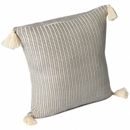 18" X 18" Orange And Ivory 100% Cotton Striped Zippered Pillow
