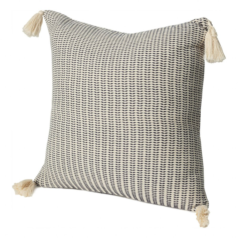 18" X 18" Orange And Ivory 100% Cotton Striped Zippered Pillow