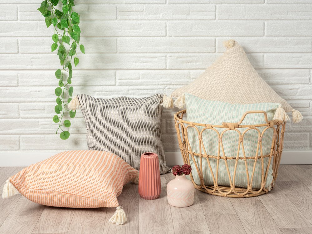 18" X 18" Orange And Ivory 100% Cotton Striped Zippered Pillow