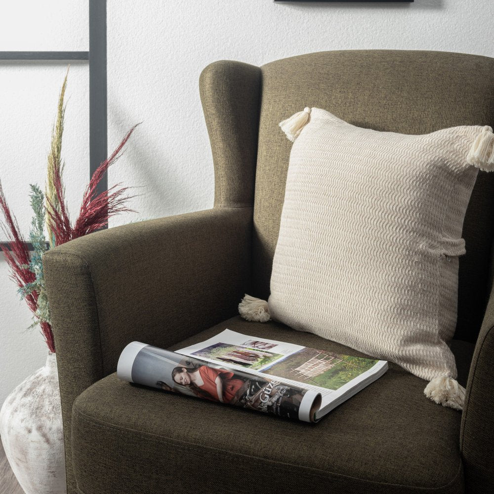 18" X 18" Orange And Ivory 100% Cotton Striped Zippered Pillow