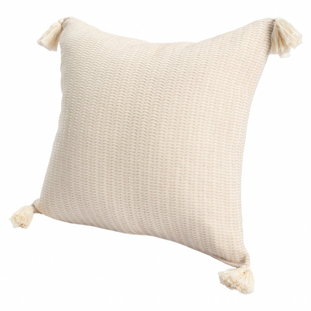 18" X 18" Navy And Ivory 100% Cotton Striped Zippered Pillow