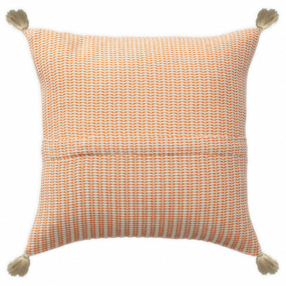 18" X 18" Navy And Ivory 100% Cotton Striped Zippered Pillow