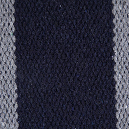 20" Navy Blue Gray And White Cotton Coastal Throw Pillow