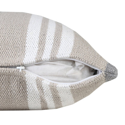 20" Navy Blue Gray And White Cotton Coastal Throw Pillow