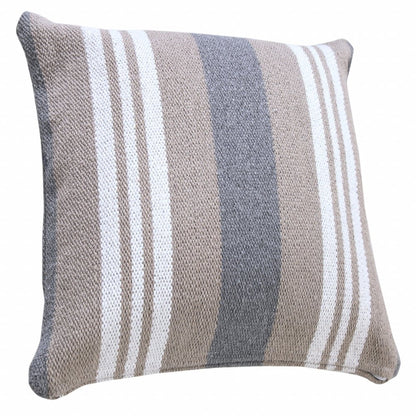 20" Navy Blue Gray And White Cotton Coastal Throw Pillow