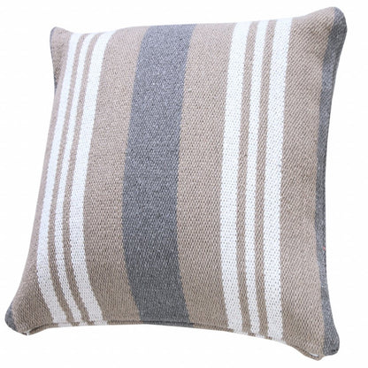 20" Navy Blue Gray And White Cotton Coastal Throw Pillow