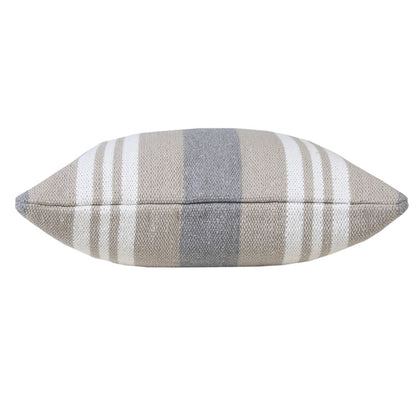 20" Navy Blue Gray And White Cotton Coastal Throw Pillow