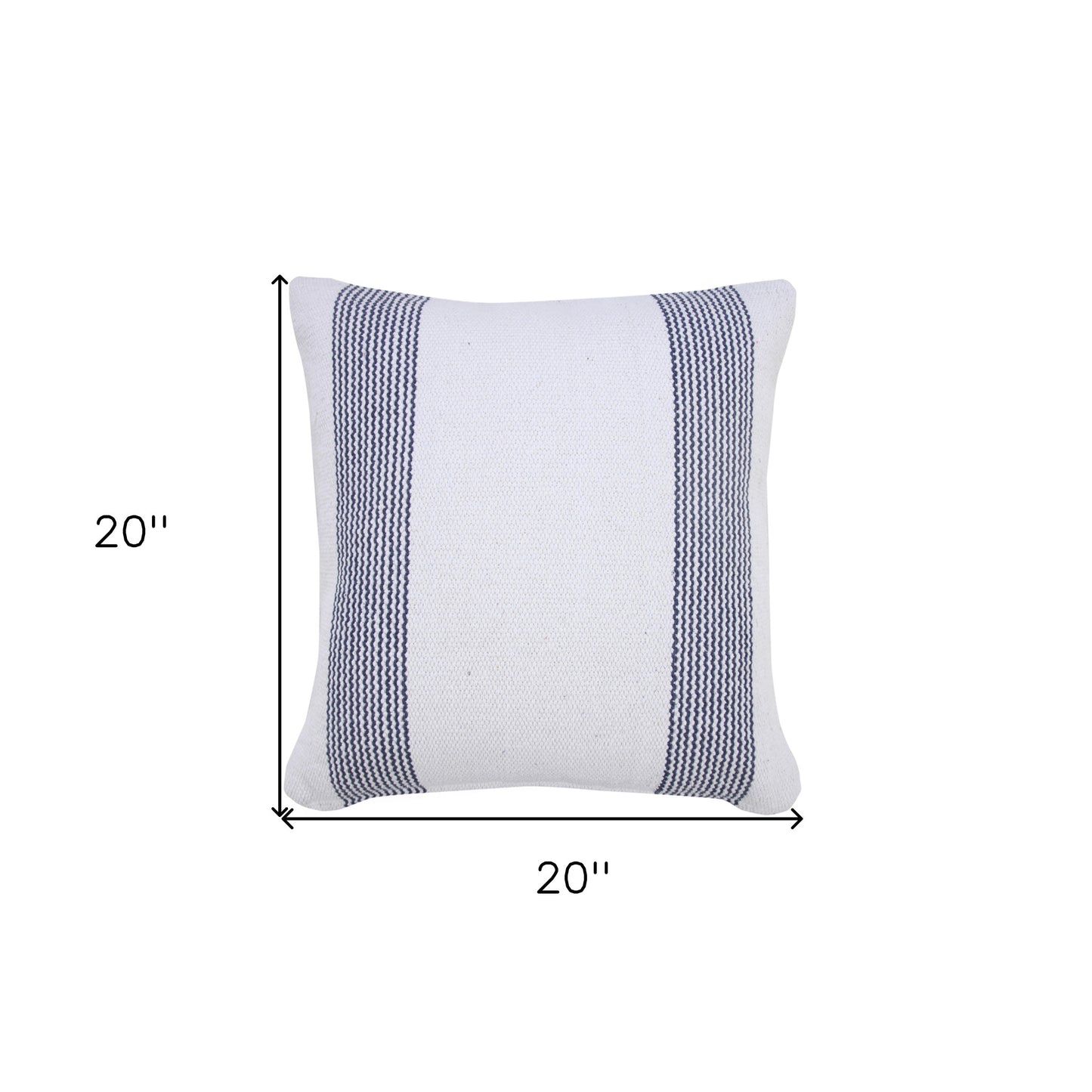 20" X 20" Pale Blue And White 100% Cotton Geometric Zippered Pillow