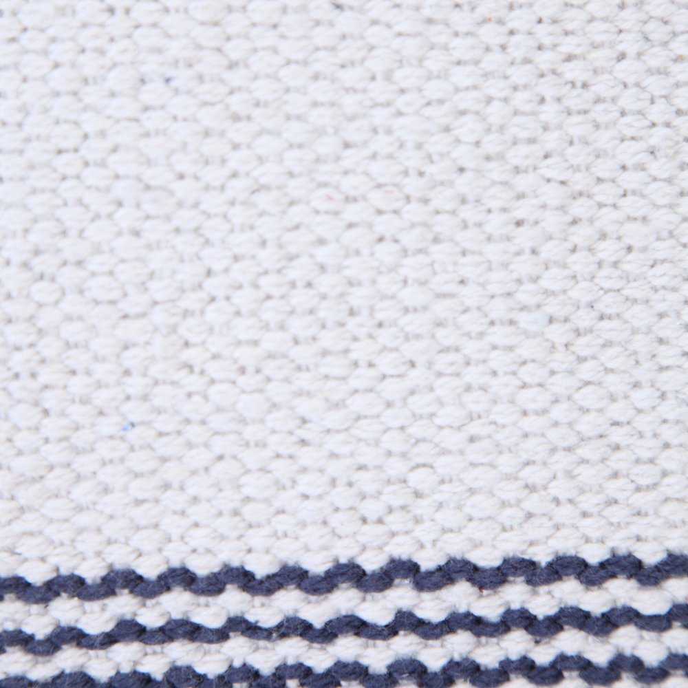 20" X 20" Deep Blue And White 100% Cotton Geometric Zippered Pillow