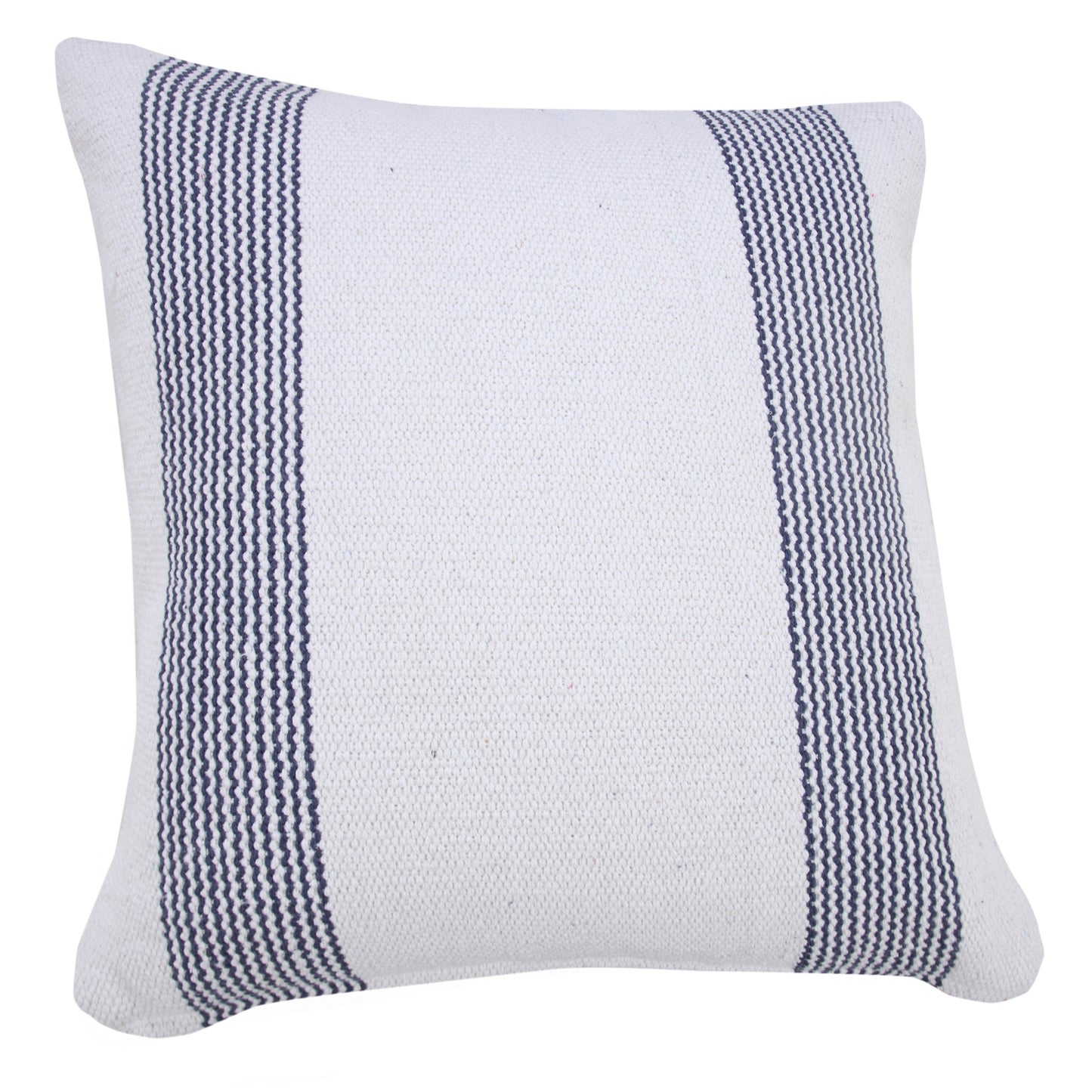 20" X 20" Pale Blue And White 100% Cotton Geometric Zippered Pillow