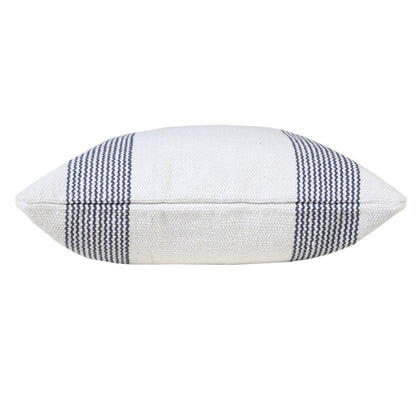 20" X 20" Deep Blue And White 100% Cotton Geometric Zippered Pillow