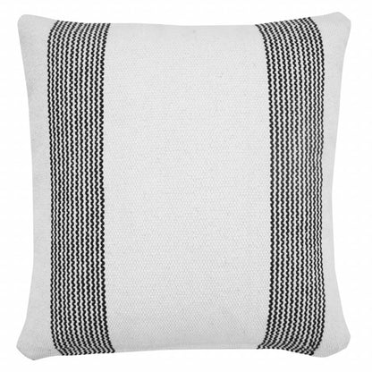 20" X 20" Pale Blue And White 100% Cotton Geometric Zippered Pillow