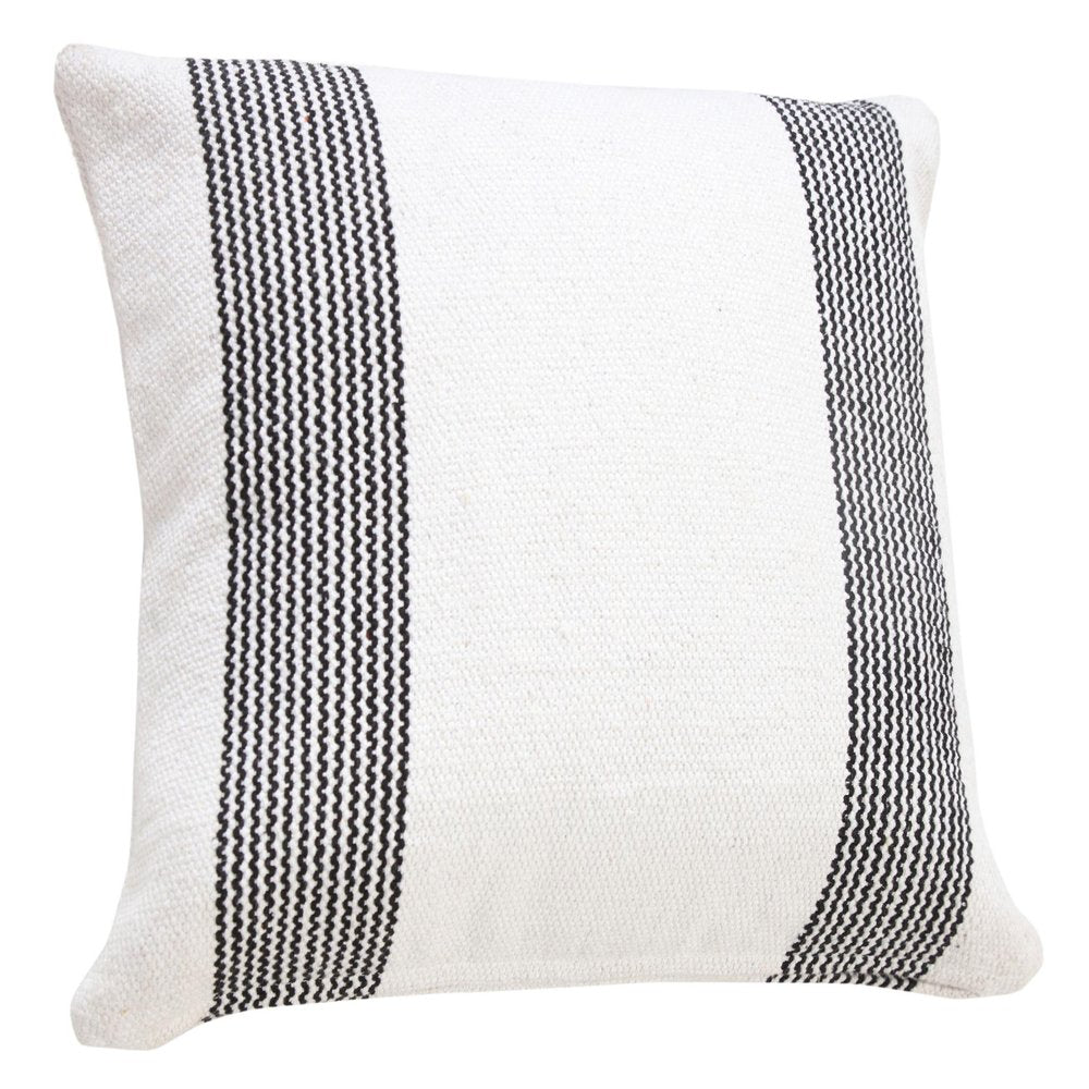 20" X 20" Deep Blue And White 100% Cotton Geometric Zippered Pillow