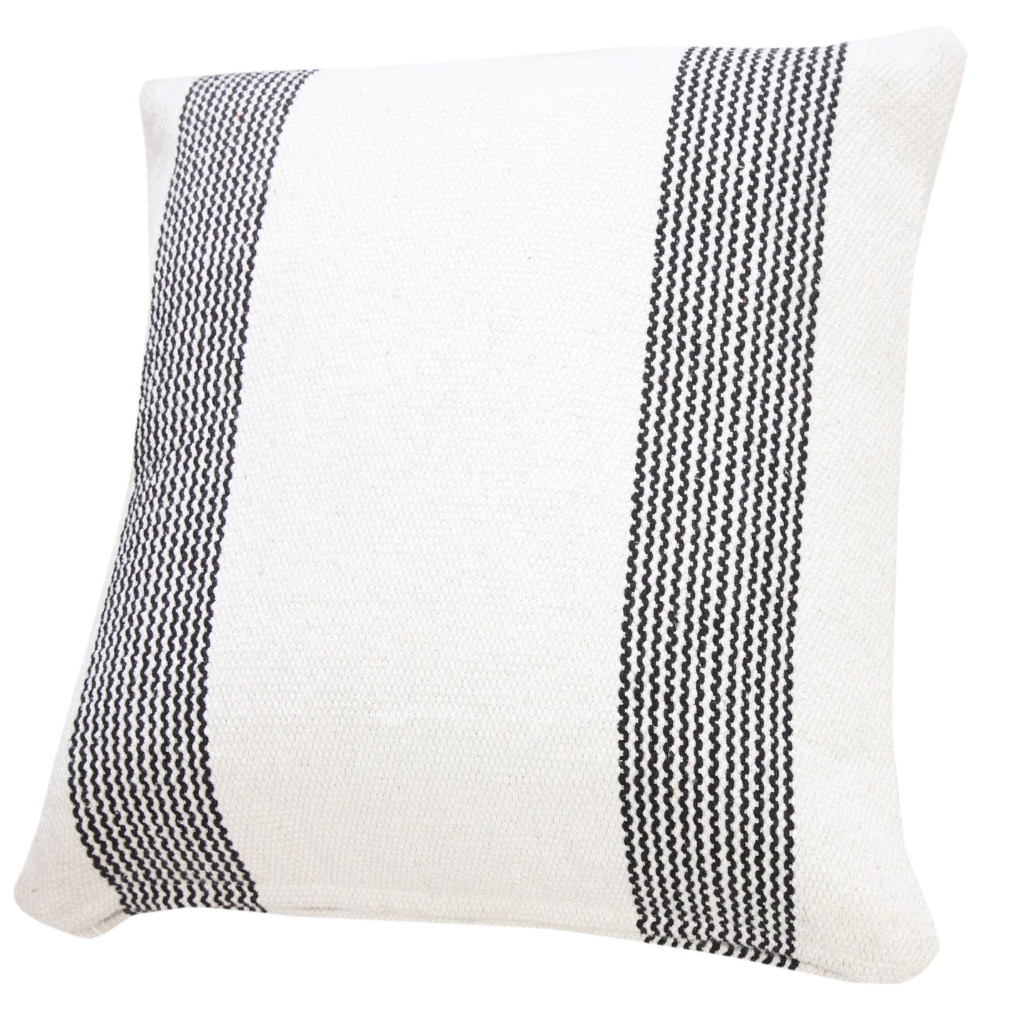 20" X 20" Pale Blue And White 100% Cotton Geometric Zippered Pillow