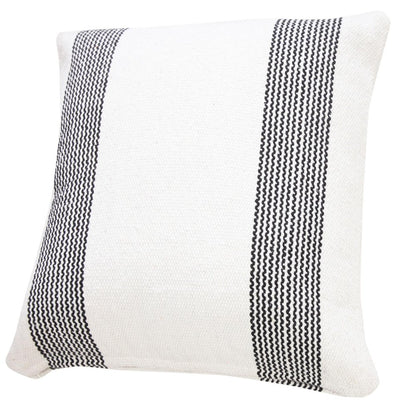20" X 20" Deep Blue And White 100% Cotton Geometric Zippered Pillow