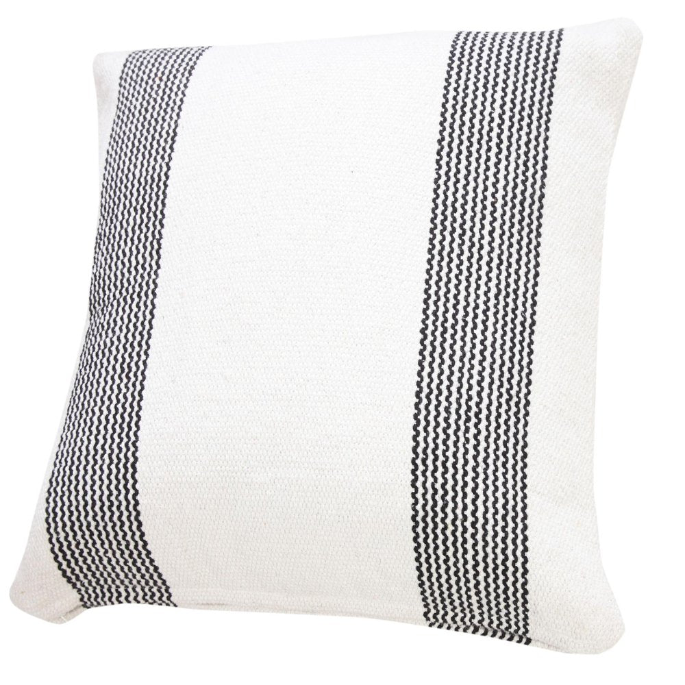 20" X 20" Deep Blue And White 100% Cotton Geometric Zippered Pillow