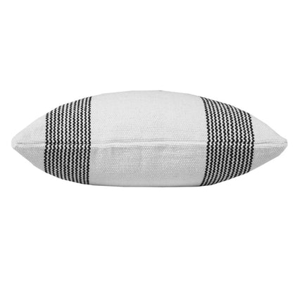 20" X 20" Deep Blue And White 100% Cotton Geometric Zippered Pillow