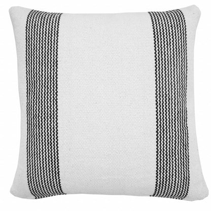 20" X 20" Deep Blue And White 100% Cotton Geometric Zippered Pillow