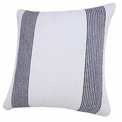 20" X 20" Pale Blue And White 100% Cotton Geometric Zippered Pillow