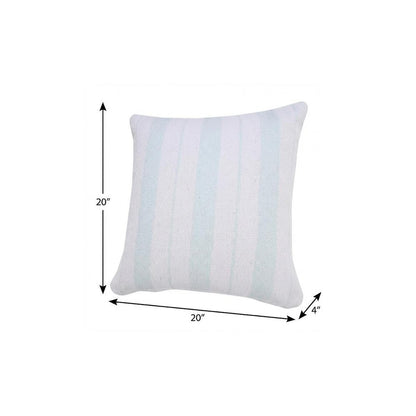 20" X 20" Bright Blue And White 100% Cotton Coastal Zippered Pillow