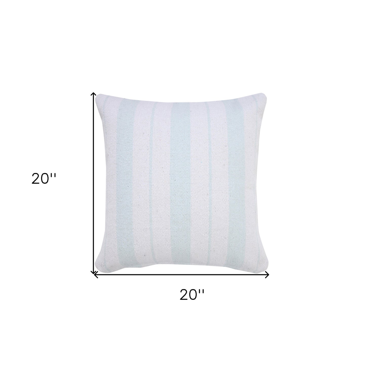 20" X 20" Bright Blue And White 100% Cotton Coastal Zippered Pillow