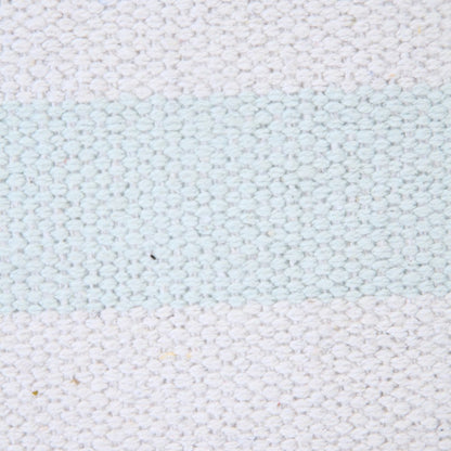 20" X 20" Bright Blue And White 100% Cotton Coastal Zippered Pillow