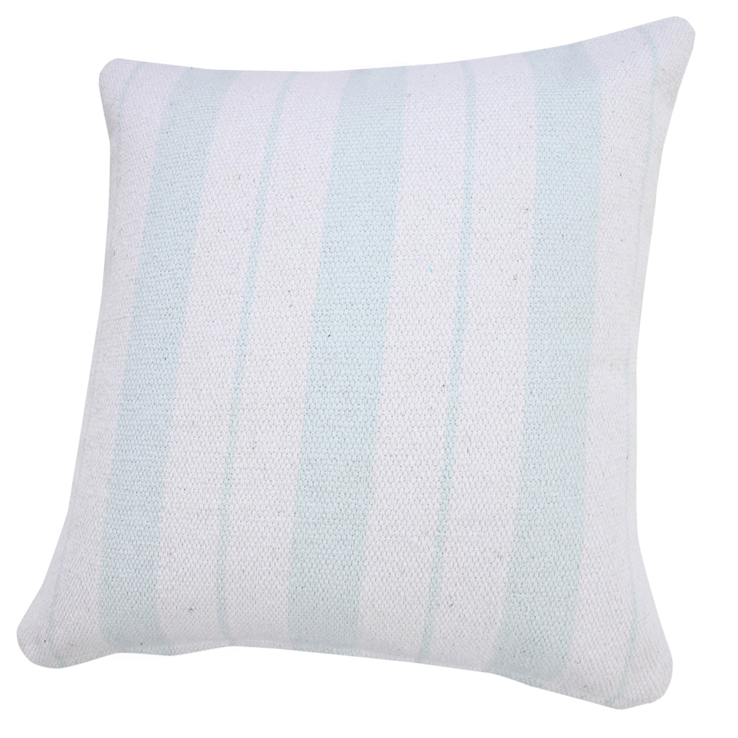 20" X 20" Bright Blue And White 100% Cotton Coastal Zippered Pillow