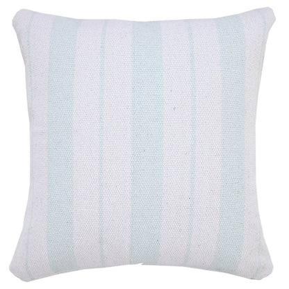 20" X 20" Bright Blue And White 100% Cotton Coastal Zippered Pillow