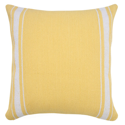 20" X 20" Yellow And White 100% Cotton Geometric Zippered Pillow