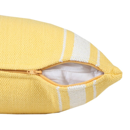 20" X 20" Green And White 100% Cotton Geometric Zippered Pillow