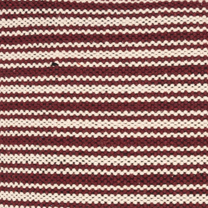 20" Maroon And Tan Cotton Striped Throw Pillow with Fringe