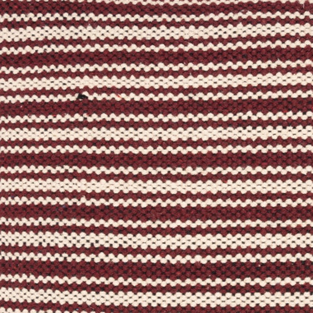 20" Maroon And Tan Cotton Striped Throw Pillow with Fringe