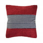 20" Blue And Red Cotton Striped Throw Pillow