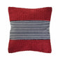 20" Blue And Red Cotton Striped Throw Pillow