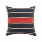 20" X 20" Navy Red And Tan 100% Cotton Striped Zippered Pillow