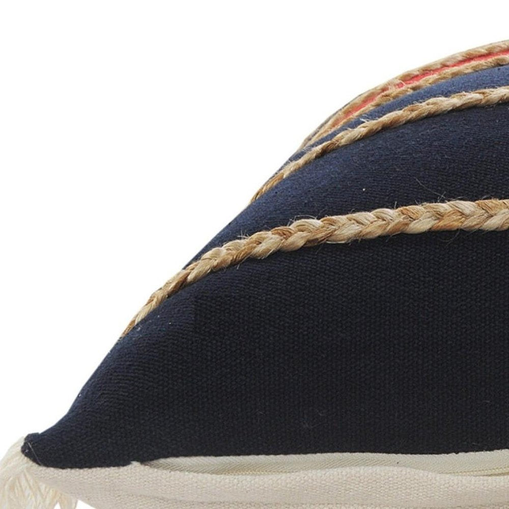 24" X 24" Navy Red And Tan 100% Cotton Striped Zippered Pillow