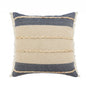 24" Denim Blue And Taupe Jute Coastal Throw Pillow with Fringe