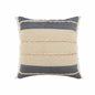 24" Denim Blue And Taupe Jute Coastal Throw Pillow with Fringe