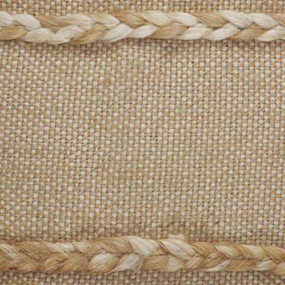 20" X 20" Beige And Ivory Jute Striped Zippered Pillow With Fringe