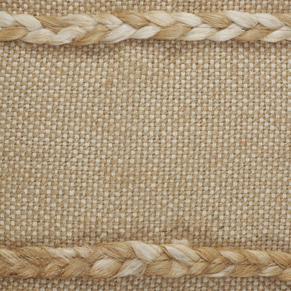 20" X 20" Beige And Ivory Jute Striped Zippered Pillow With Fringe