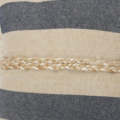 24" Denim Blue Jute Throw Pillow